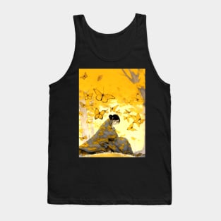 Autumn: Japanese Woman in a Contemplative Moment on a Dark Background Tank Top